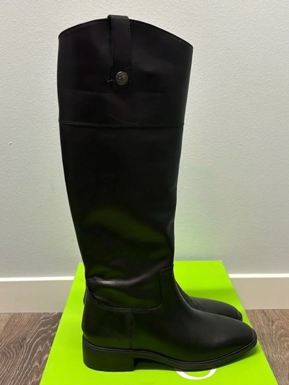 New Sam Edelman Drina Black Over-the-Knee Leather Riding Boots Women’s Size 7.5